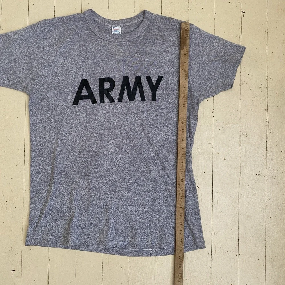 Vintage ARMY Tee Shirt 80s Champion Medium Made in USA Gray - Picture 6 of 7